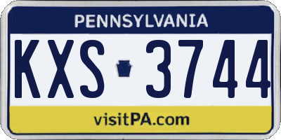 PA license plate KXS3744