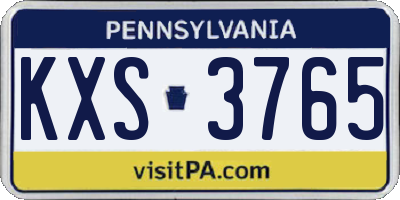 PA license plate KXS3765