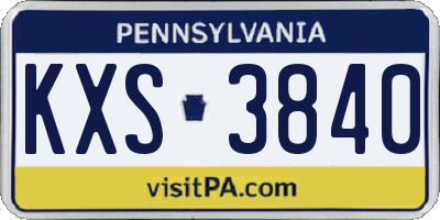 PA license plate KXS3840