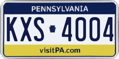 PA license plate KXS4004