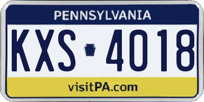PA license plate KXS4018