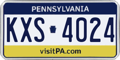 PA license plate KXS4024