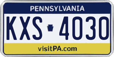 PA license plate KXS4030