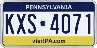 PA license plate KXS4071