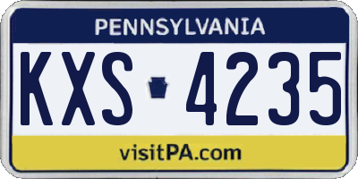 PA license plate KXS4235