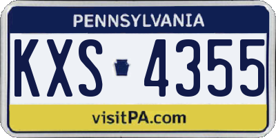 PA license plate KXS4355