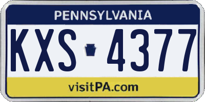 PA license plate KXS4377