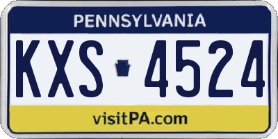 PA license plate KXS4524