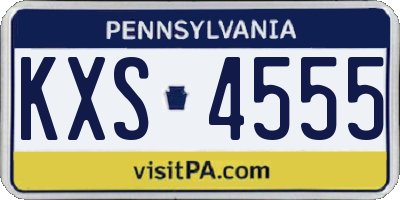 PA license plate KXS4555