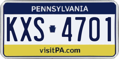 PA license plate KXS4701