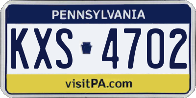 PA license plate KXS4702