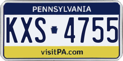 PA license plate KXS4755