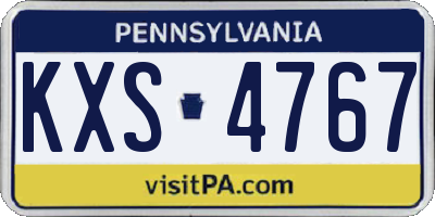 PA license plate KXS4767