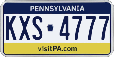 PA license plate KXS4777
