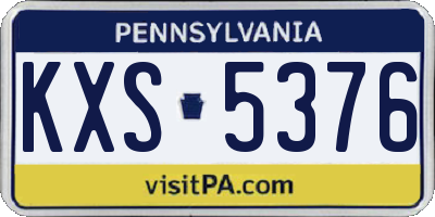 PA license plate KXS5376