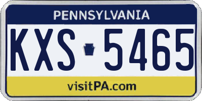 PA license plate KXS5465