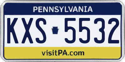 PA license plate KXS5532