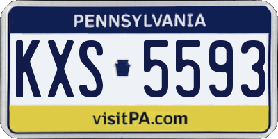 PA license plate KXS5593