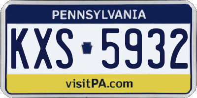 PA license plate KXS5932