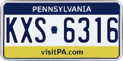 PA license plate KXS6316