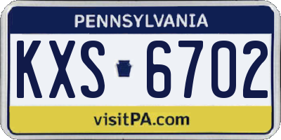 PA license plate KXS6702