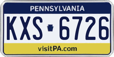 PA license plate KXS6726