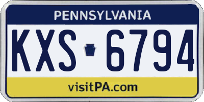 PA license plate KXS6794