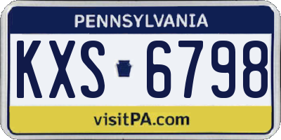 PA license plate KXS6798