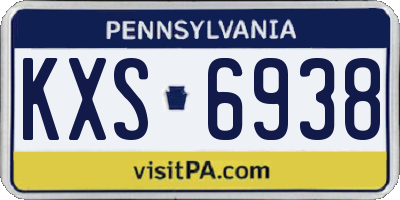 PA license plate KXS6938