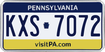 PA license plate KXS7072
