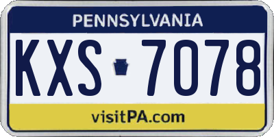 PA license plate KXS7078