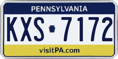 PA license plate KXS7172