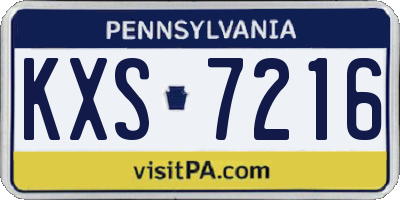 PA license plate KXS7216