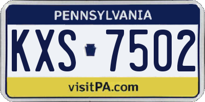PA license plate KXS7502
