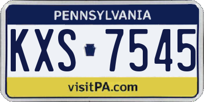 PA license plate KXS7545