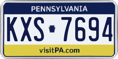 PA license plate KXS7694
