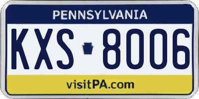 PA license plate KXS8006