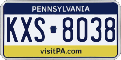 PA license plate KXS8038