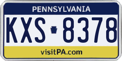PA license plate KXS8378