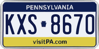PA license plate KXS8670