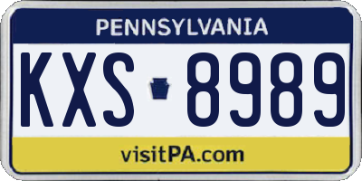 PA license plate KXS8989