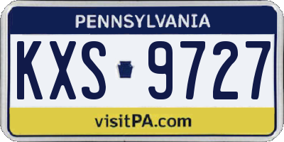 PA license plate KXS9727