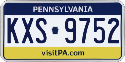 PA license plate KXS9752