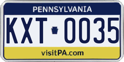 PA license plate KXT0035
