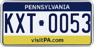 PA license plate KXT0053