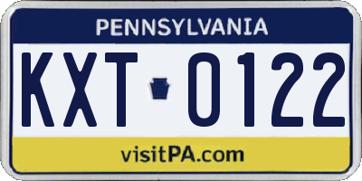 PA license plate KXT0122