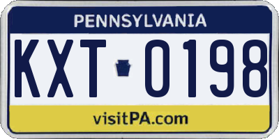PA license plate KXT0198