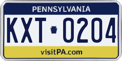 PA license plate KXT0204