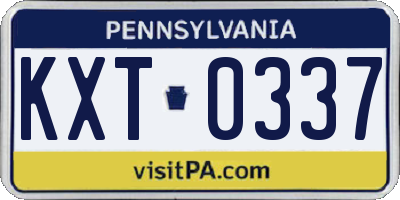 PA license plate KXT0337