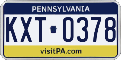 PA license plate KXT0378